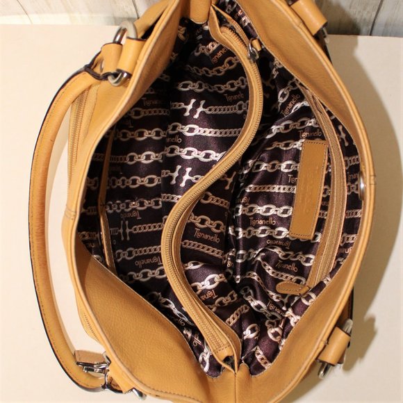 Tignanello Yellow Leather Organizer Shoulder Bag - Picture 8 of 9
